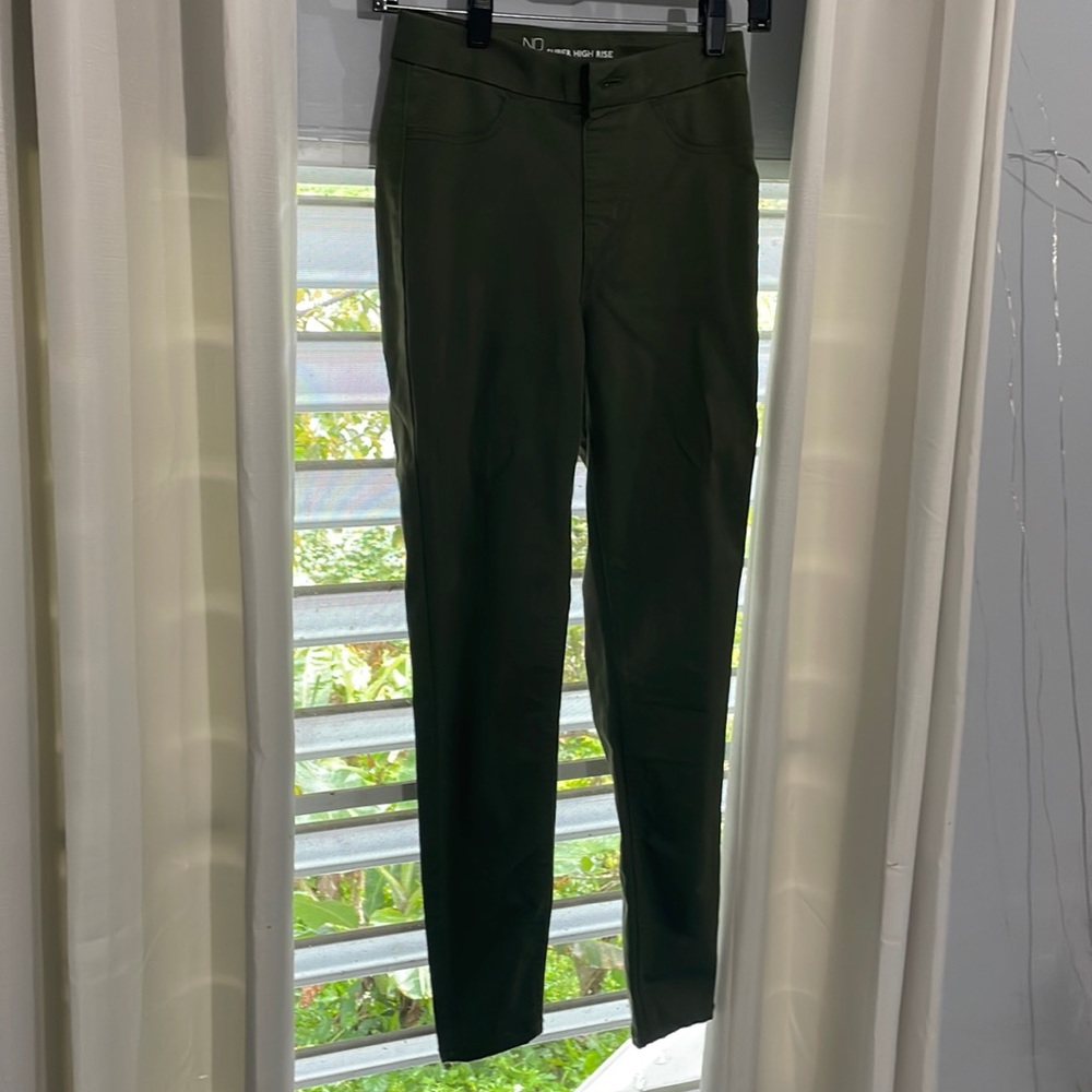 Olive green high rise skinny pants